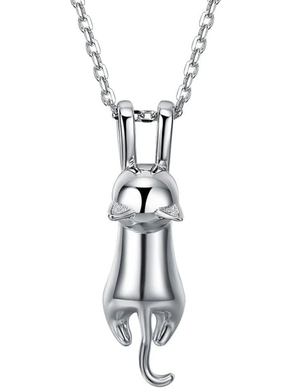 Sterling Silver Cat Necklace for Cat Lovers - S925 Kitten Pendant Jewelry